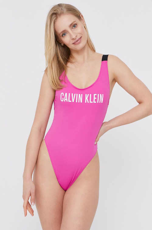 Calvin Klein női egyrészes sport fürdőruha rózsaszínben
