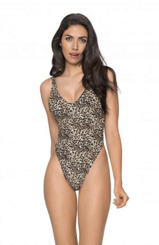 Női modern egyrészes fürdőruha leopárd mintával