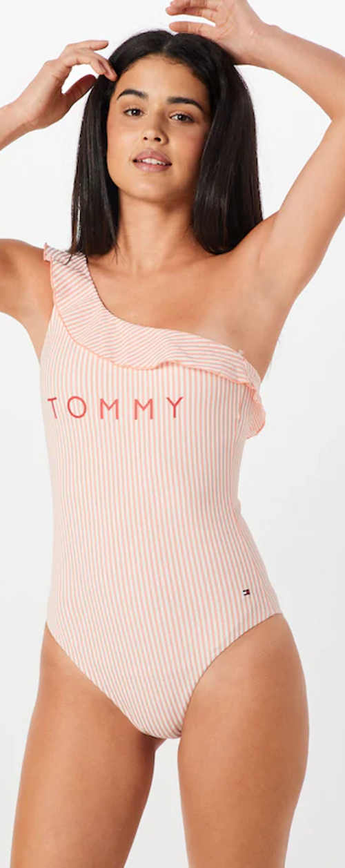 Tommy Hilfiger női egyrészes, egyvállú fürdőruha fodros fodorral